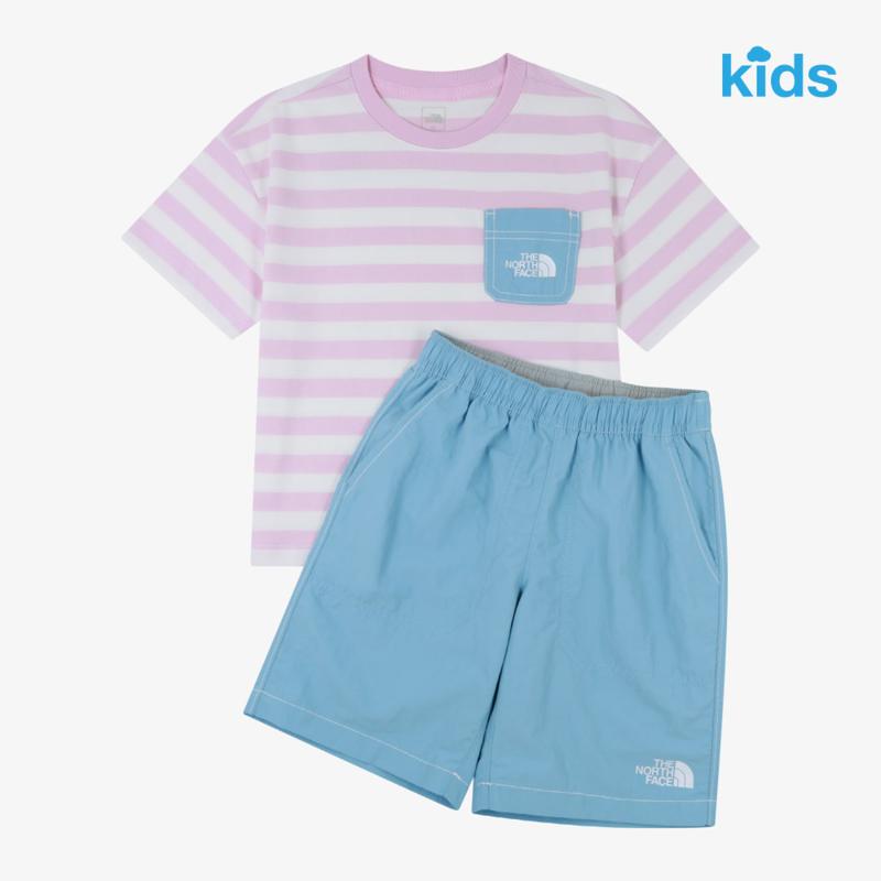 NT7US12U キッズ プレイオン ストライプ クルーセット KS PLAYON STRIPE CREW SET