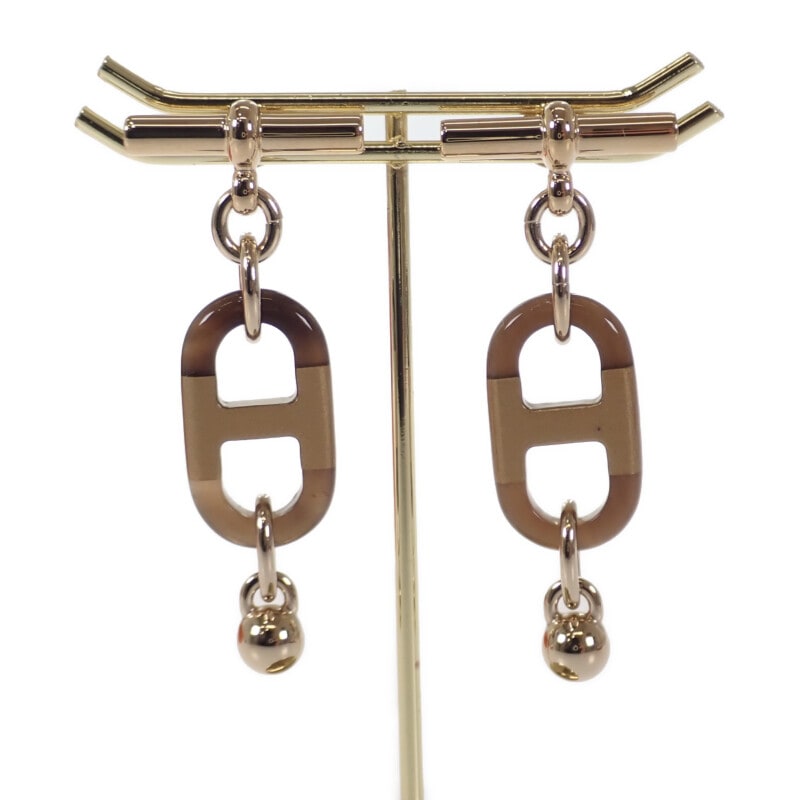 【Aランク】 シュル・メール ピアス PM ピアス メタル バッファローホーン ブラウン ゴールド金具 レディース【ISEYA】