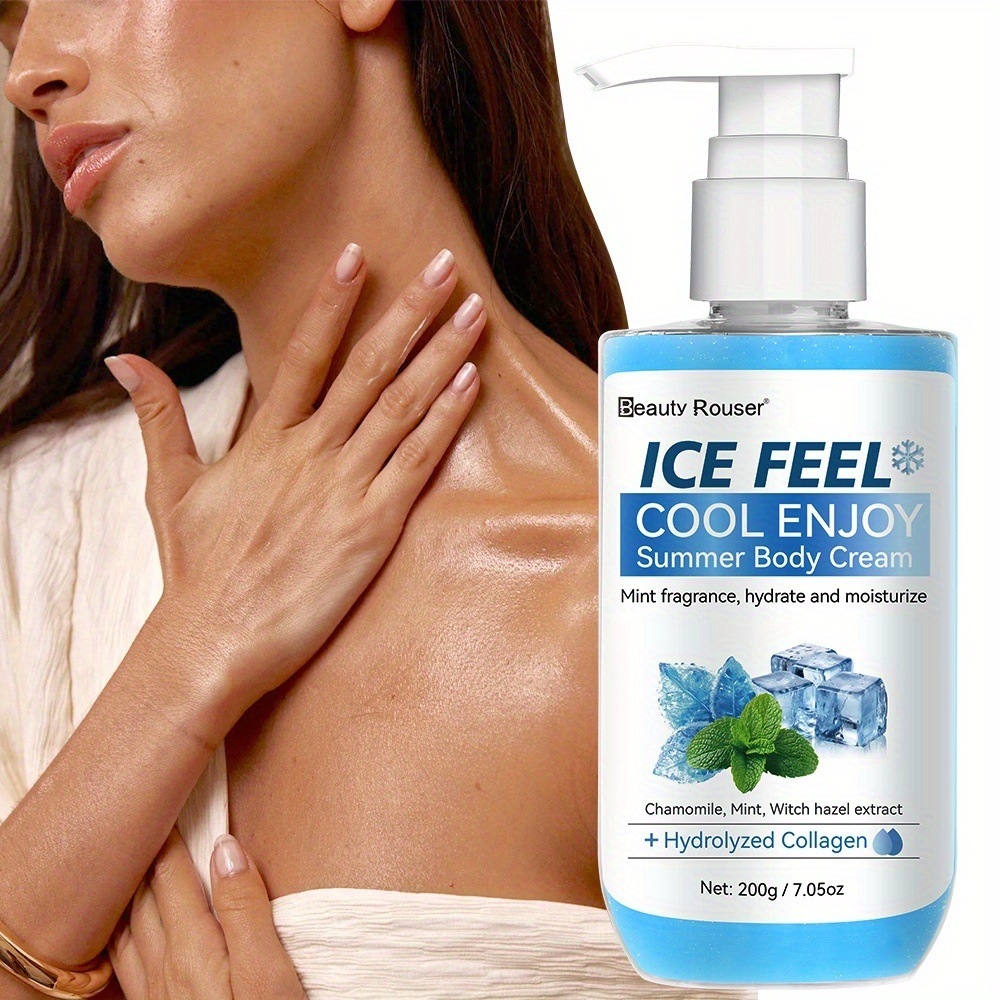 美容ローザー冷却サマーボディクリームミント保湿成分 - ヒドロリーゼドコラーゲンビタミンEグリセリン - 全てのライトベージタイプ男性と女性毎日の保湿エレガントなパッケージ栄養豊かな成分に適したフレッ