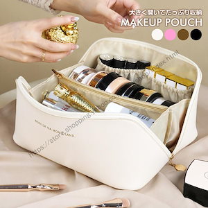 化粧ポーチ メイクポーチ コスメポーチ 小物入れ 大容量 北欧風 トラベルポーチ シンプル コンパクト 収納 仕分け ファスナー開閉 持ち運び 出張 旅行 おしゃれ
