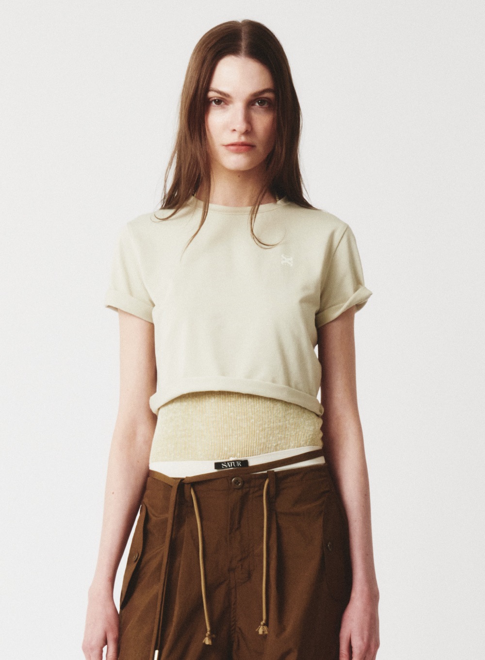 【SATUR】 VINCI BASIC CROP T-SHIRTS : MISTY MINT