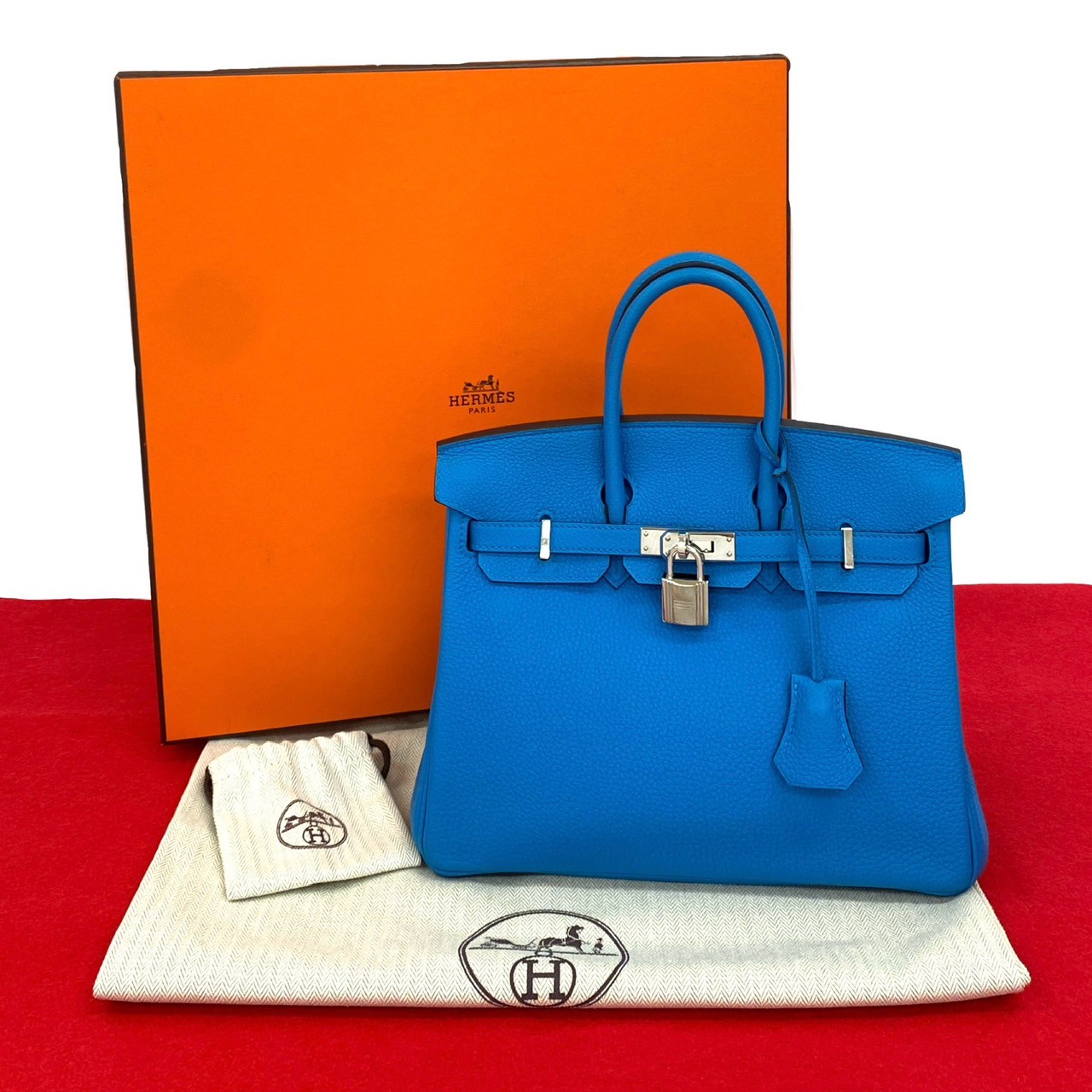 バーキン 25ハンドバッグ トゴ ブルー a-557