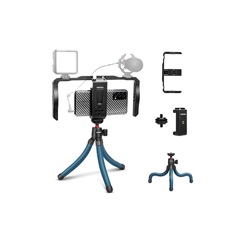 スマートフォン用ビデオリグ ビデオスタビライザー スマホ 動画撮影 アルミ製スマホ用ケージ 映画制作ケース iPhone13 12 Pro Max/12 Pro/12Samsungなどに対応 GUE