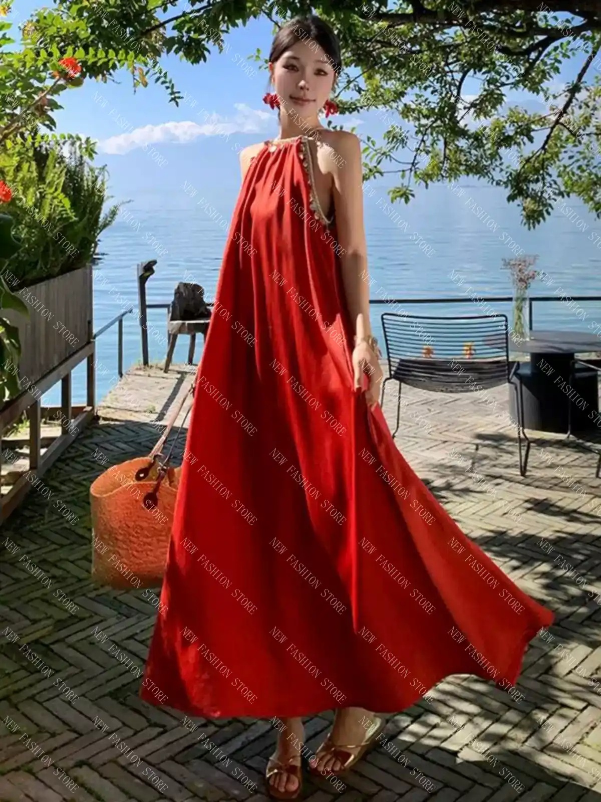 ノースリーブ気質ワンピース-93