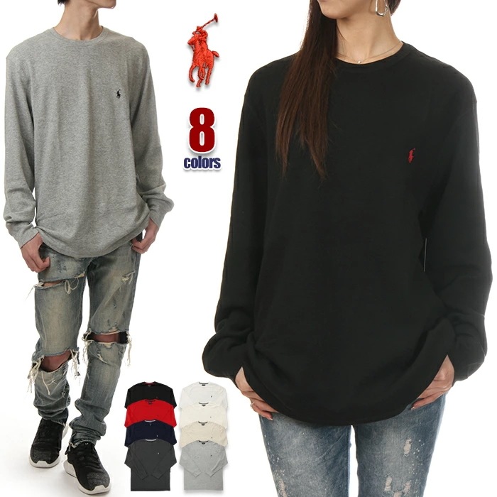 ポロ ラルフローレン 長袖 Tシャツ メンズ レディース 大きいサイズ RALPH LAUREN サーマル ロンT 長袖Tシャツ USAモデル クルーネック 大きめ ゆったり 厚手 無地 ロゴ ビッグ