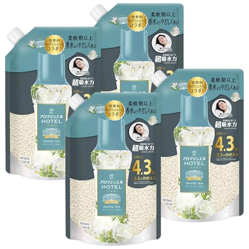 レノア ハピネス アロマジュエル HOTEL 香り付けビーズ ホワイトティーの香り 詰め替え 1810mLｘ4袋 [大容量] [ケース品] 柔軟