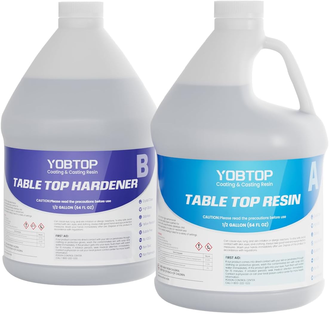 YOBTOP　エポキシ樹脂 2液性レジン液 4.3kg/128ozエポキシ樹脂レジン液 ハードタイプ 大容量 体積比1:1 操作簡単 高透明度 高硬度 黄変しにくい 自然硬化 各種DIY 手芸用品 7,112円