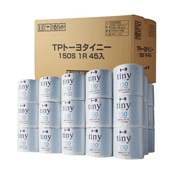 （まとめ）トーヨ タイニー業務用 個包装 シングル 芯なし 150m 1ケース（45ロール） 3セット