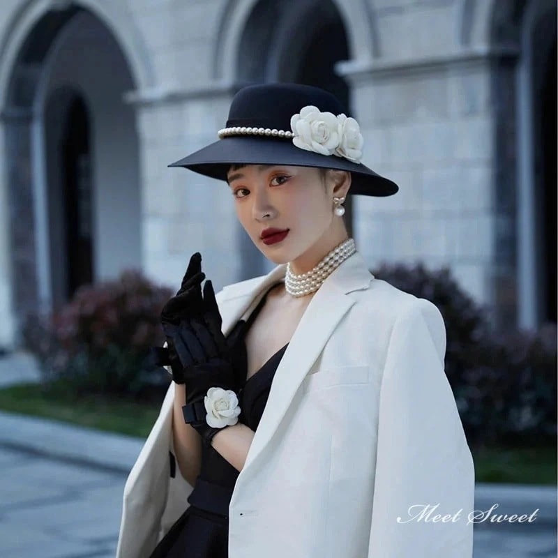 グローブ 帽子 カクテルハット パーティー クラシカル ウェディング ウエディング カクテル帽 結婚式 二次会 披露宴 花嫁帽子 前撮り 撮影 ブライダル ブラック