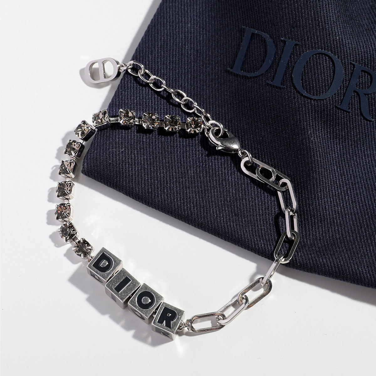 Dior ディオール ブレスレット Cube キューブ B2777HOMMT0 メンズ ロゴ アクセサリー クリスタル装飾 47U
