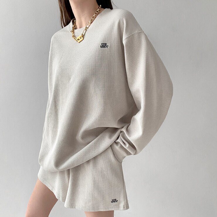 セットアップ レディース カットソー トレーナー ズボン 部屋着 プルオーバー 長袖 襟なし ハイウエスト 2点セット お得 ツーピース かわいい 可愛い シンプル カジュアル 大人 大人可愛い