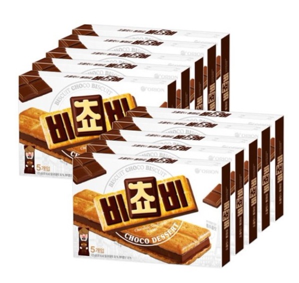 [韓国最高人気のおやつチョコレート菓子_個別包装 ] ビチョビ ビスケット 5p, 125g, 10箱