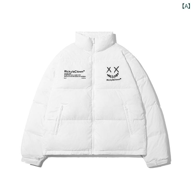 ダウンジャケット メンズ ショート アウター 防寒 ファッション おしゃれ 刺繍 秋冬 カップル コート ホワイト ブラック 24,302円