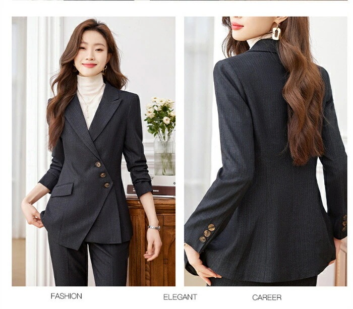 【急速出荷!】パンツスーツ セットアップ レディース 上下セット 春 秋 ストライプ柄 大きいサイズ 長袖 ロング丈 洗える フォーマル ビジネススーツ オールシーズン対応 通勤 L おしゃれ 入学式 5,508円