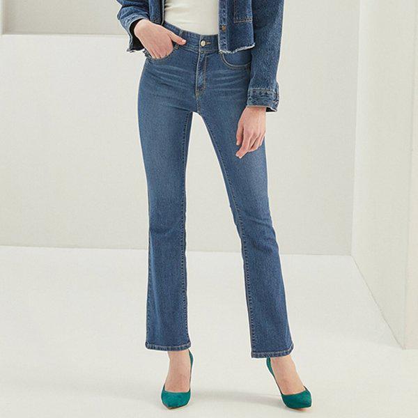 女性ライクラブーツカットデニム_スカイ