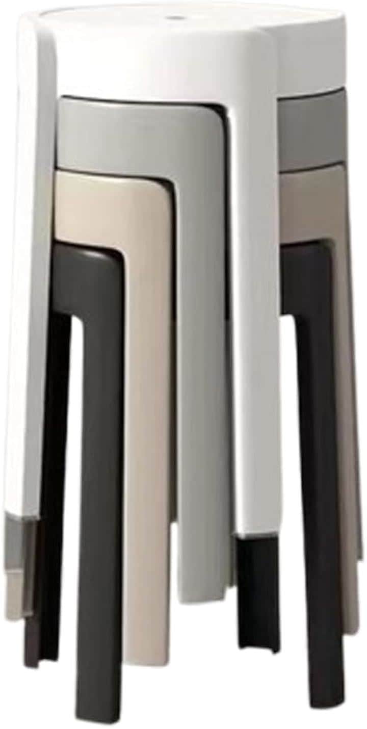 丸 椅子 スツール おしゃれ 収納椅子 丸イス マル椅子 スタッキングチェア リビング 4個セット(シック, 画像参照)