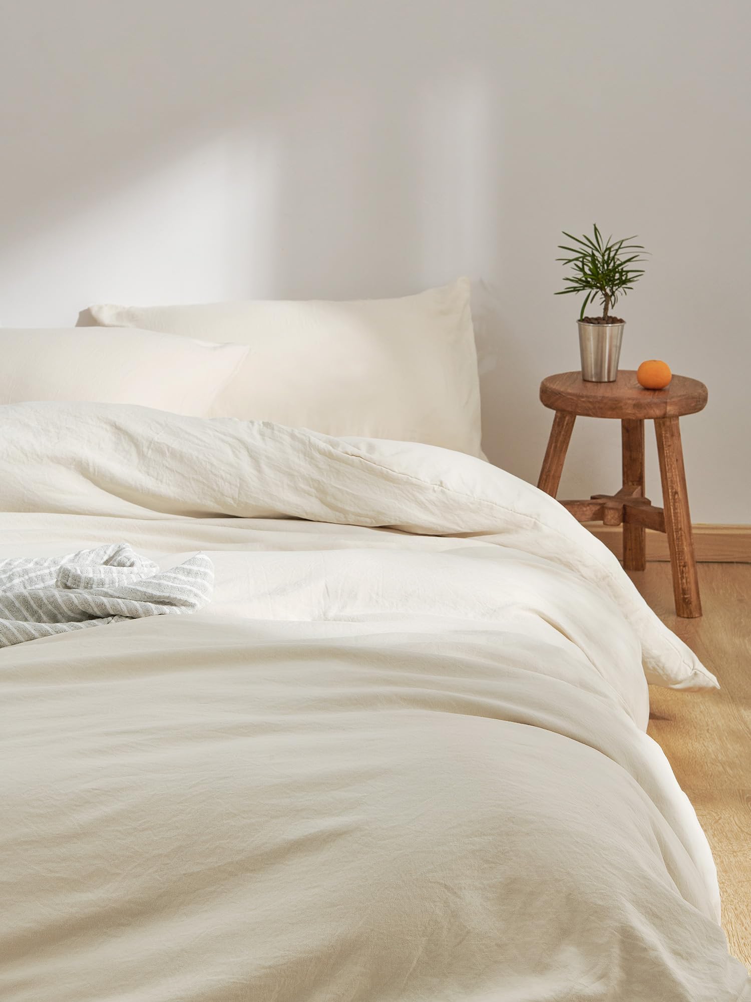 YOYOSTAR 2026寝具カバーセット 布団カバーセット 洗いざらし シワ加工 水洗い やわらか （掛け布団カバー ボックスシーツ 枕カバー）吸wvw