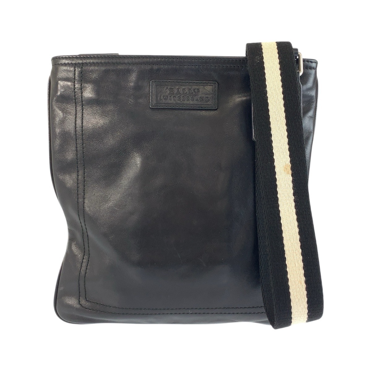 美品 トレインスポッティング ブラック ホワイト シルバー金具 レザー ショルダーバッグ メッセンジャーバッグ メンズ 602406