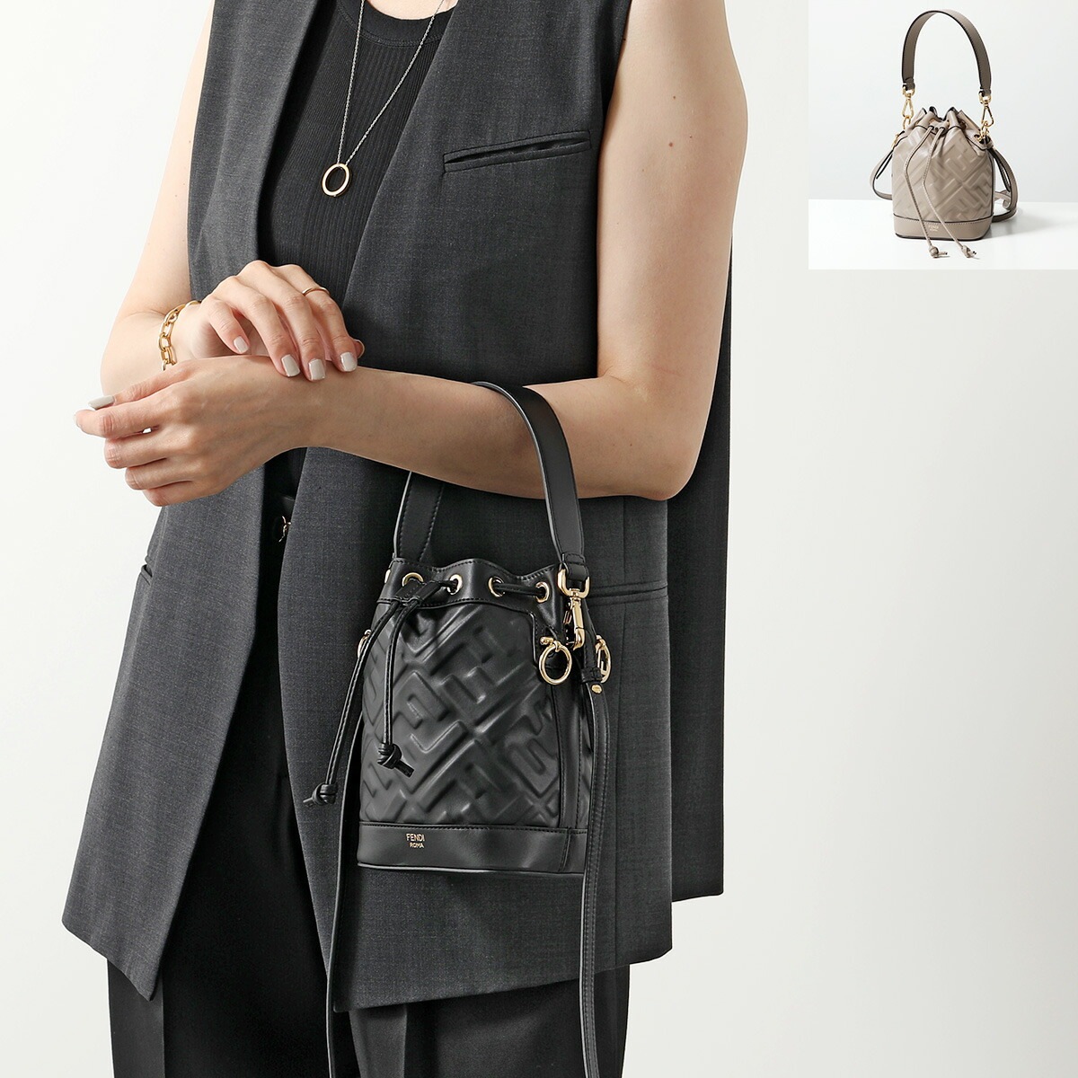 FENDI フェンディ ショルダーバッグ MINI MON TRESOR ミニ モン トレゾール 8BS093 ANWT レディース ハンドバッグ レザー FFロゴ 8BS093ANWTF0KUR