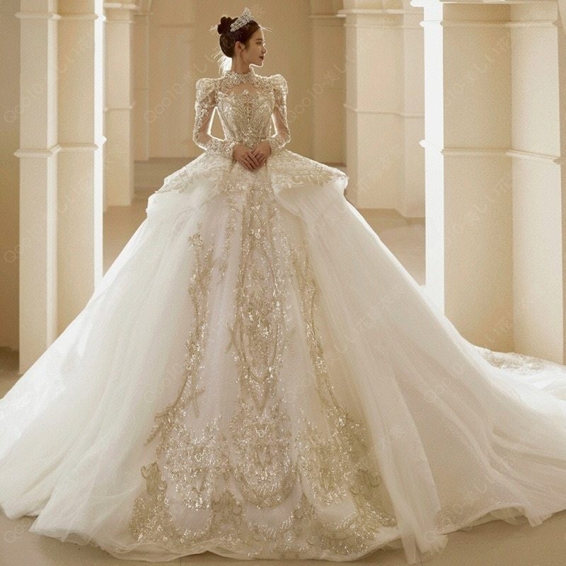 マキシスカート 【姫様花嫁】 ウェディングドレス 白 高級感 花嫁ロングドレス 結婚式ワンピース 二次会ドレス 花嫁 パーティードレス 結婚式 ドレス