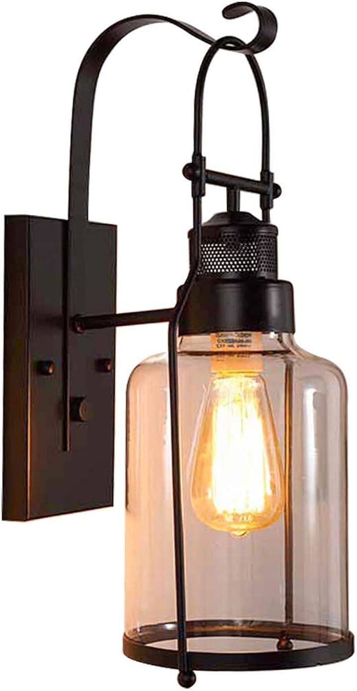 壁付けライト照明 レトロ カフェ風照明 リビング ダイニング 寝室照明 北欧 インダストリアル照明 シンプルライト 照明おしゃれ 食卓用ランプ壁取付照明 黒(BD-008)