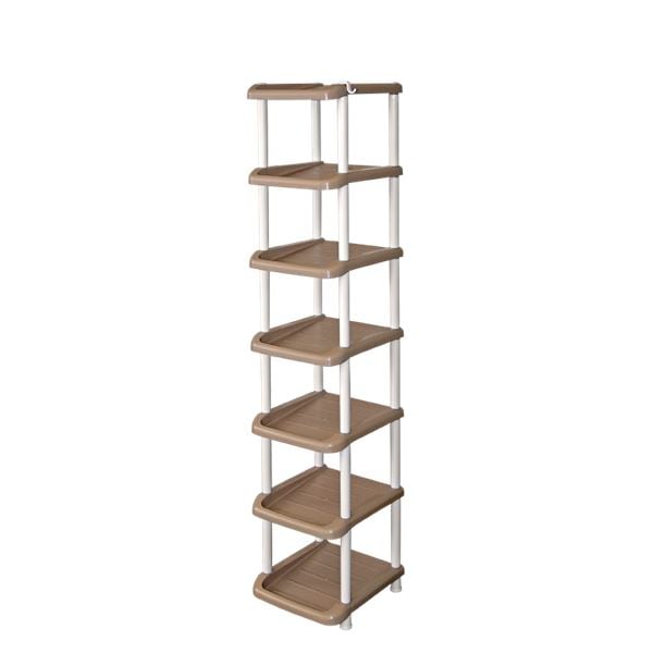 S シューズラック [7段 シングル] チョコ 玄関収納 靴収納 スリム スリッパラック