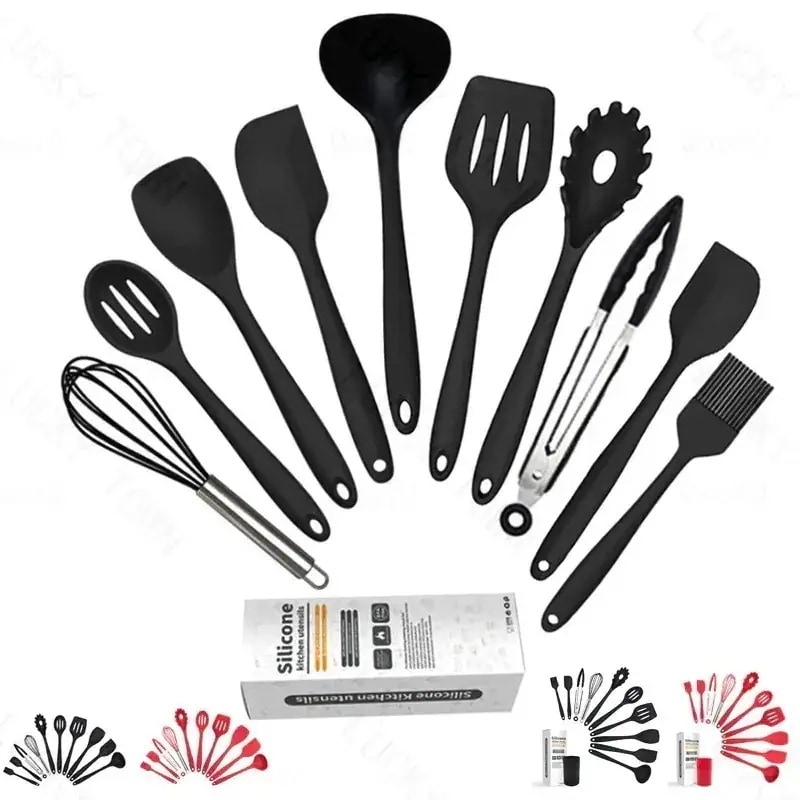 【10点セット】台所用品 耐熱シリコン 調理用品 10点セット 木製キッチンツール クッキングツール 製菓器具