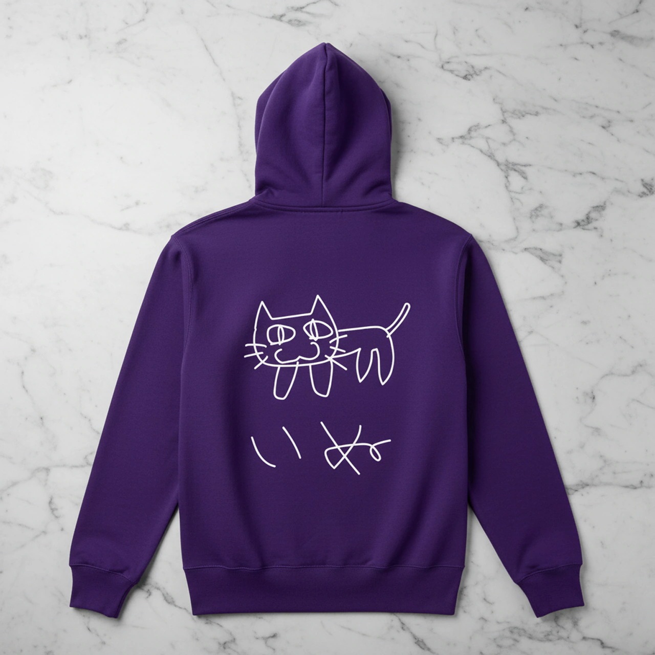 【JOKEプリント】「いぬ」のフルジップパーカー 10oz 裏パイル(パープル) 犬 イラスト かわいい 画伯 アート