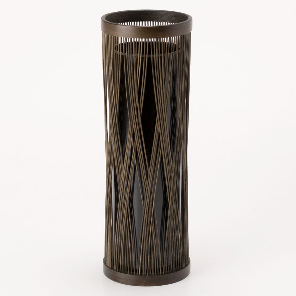 駿河竹千筋細工　花器　ひとえだ　染　静岡県伝統工芸品　職人が竹ひごを組んで千筋にして作り上げられた花瓶　繊細で滑らかな曲線美