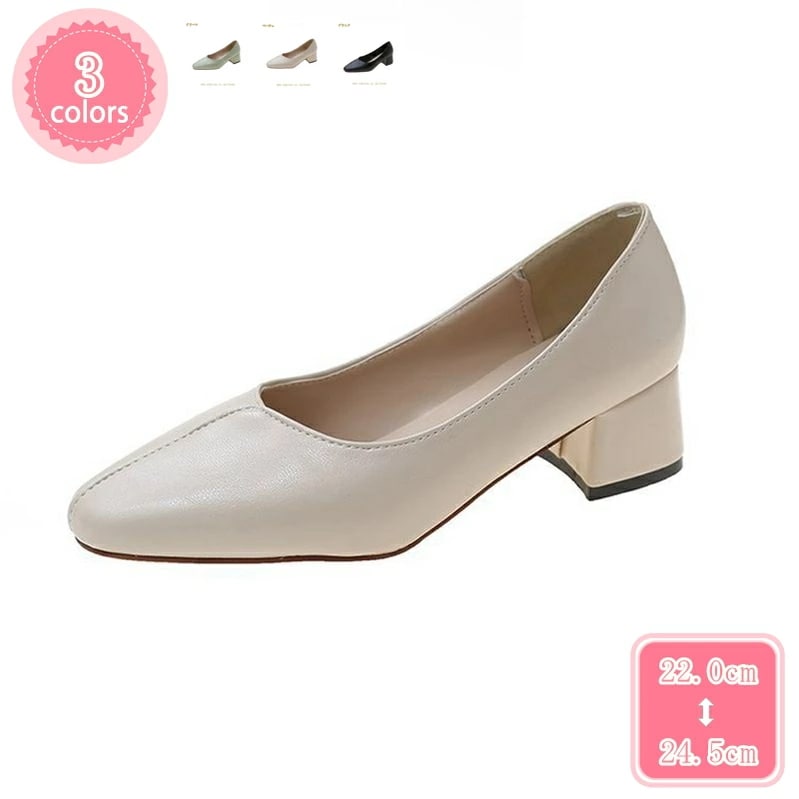 1000円OFFクーポン レディースパンプス 4.5cmヒール スクエアトゥ パンプス 靴 痛くない リクルート 美脚 女性 オフィス ビジネス 冠婚葬祭 シンプル 楽 ミドルヒール 歩きやすさい 痛