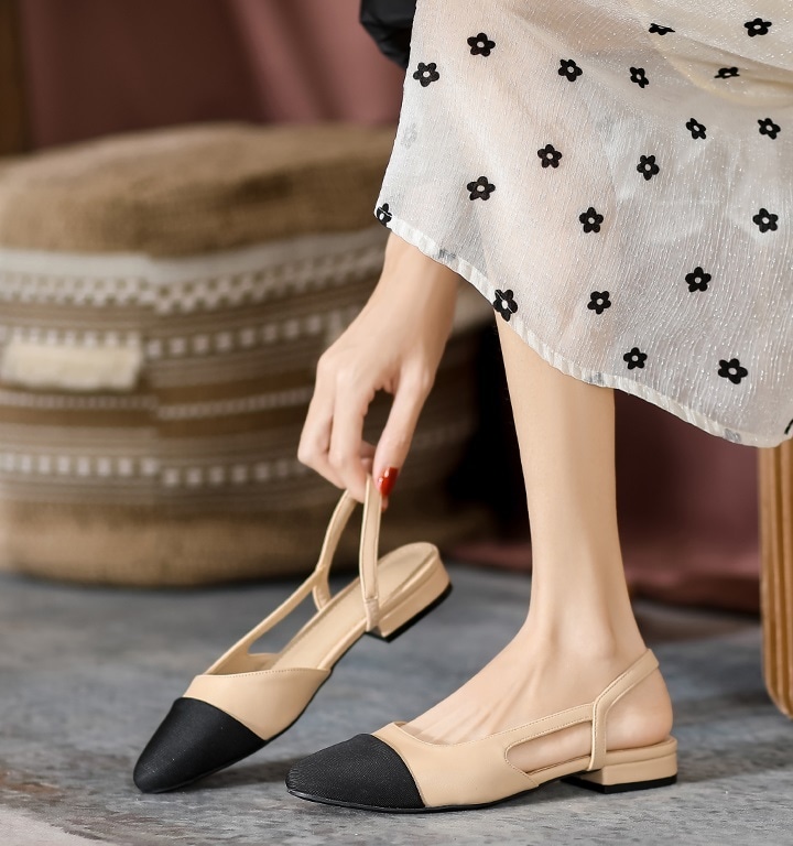 TK0056 バイカラー パンプス サンダル ローヒール バックストラップ アンクルストラップ 韓国