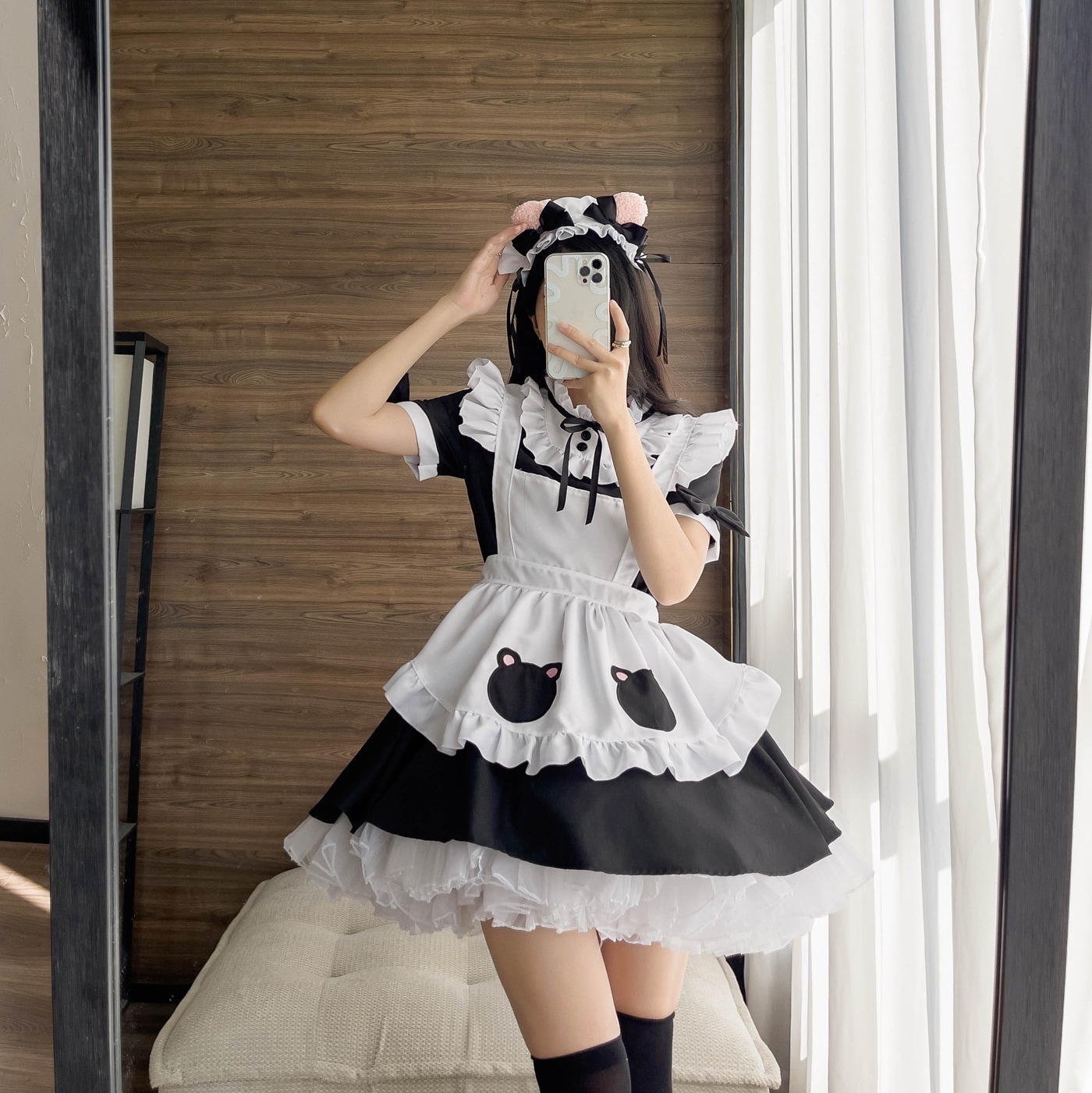 限定即完売！くまメイド服コスプレメイドレストランメイドアニメコスプレ衣装かわいいlolita白黒メイド