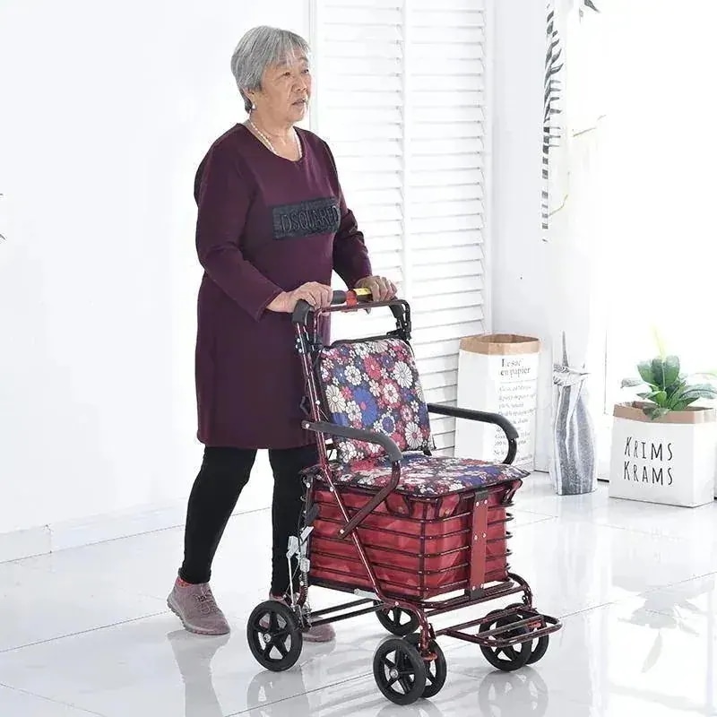 Qoo10-シルバーカー 老人用 手押し車 折りたためる フットペダル付き 高齢者 買い物カート おしゃれ 歩行介助 補助具 散歩 座面付き 高さ調整 介助に