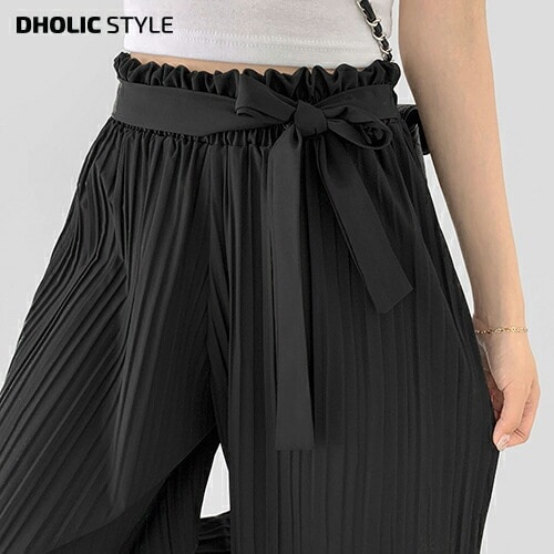 ウエストストラッププリーツワイドパンツ・p670700