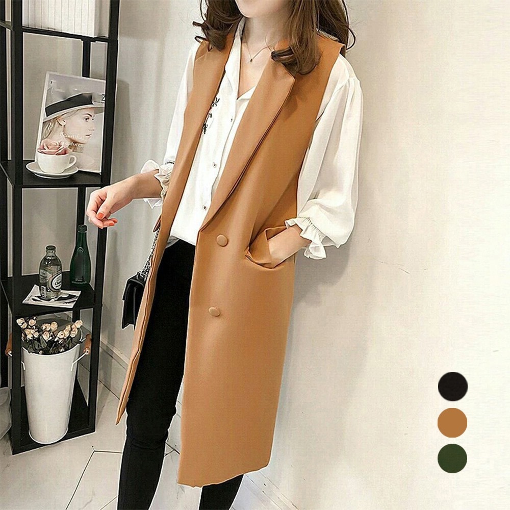 国内即納 ロングジレ レディース ロングベスト韓国 2YTONG-005