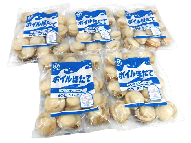 北海道・青森=ボイルほたて= 2Lサイズ以上 10-20玉前後　正味約800g（総重量約1kg） x 5袋　（合計正味約4kg）生食用