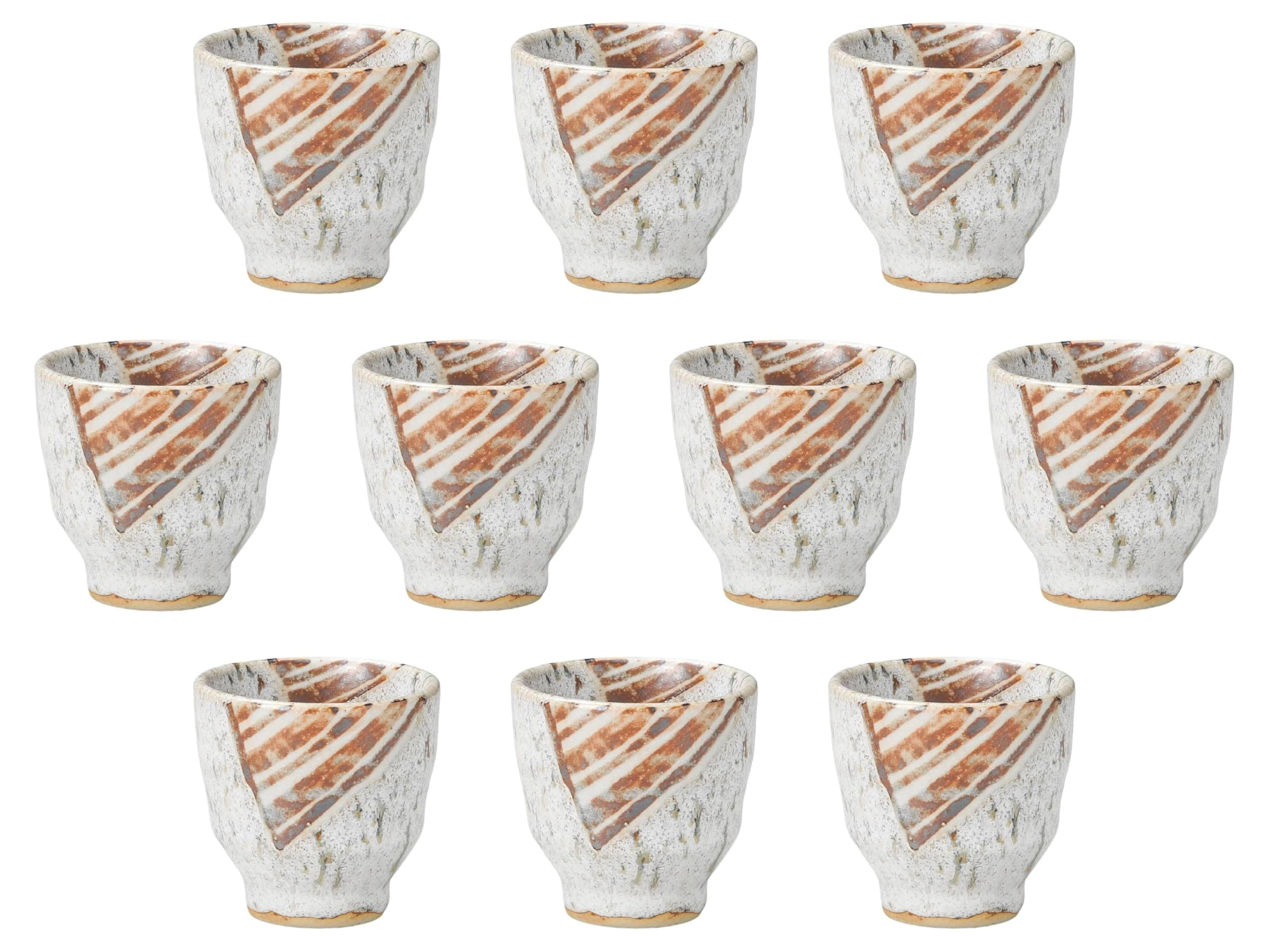 10個セット うのふストライプ湯呑 [ 8.4×8(180) ] 長湯呑 セトモノホンポ(Setomonohonpo)