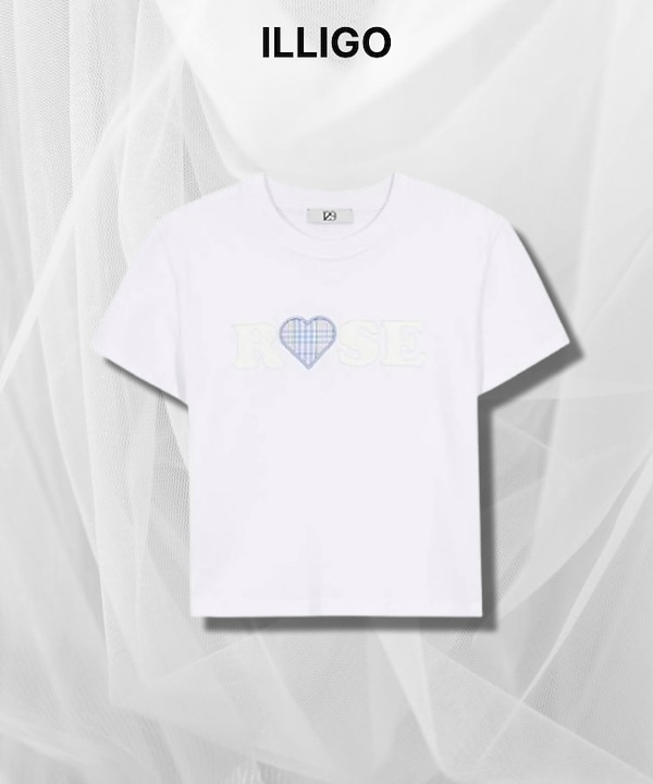送料・関税込 ●ILLIGO●25SS ROSE CHECK HEART FIT T-SHIRT 送料・関税込 ○ILLIGO○25SS ROSE CHECK HEART FIT T-SHIRT