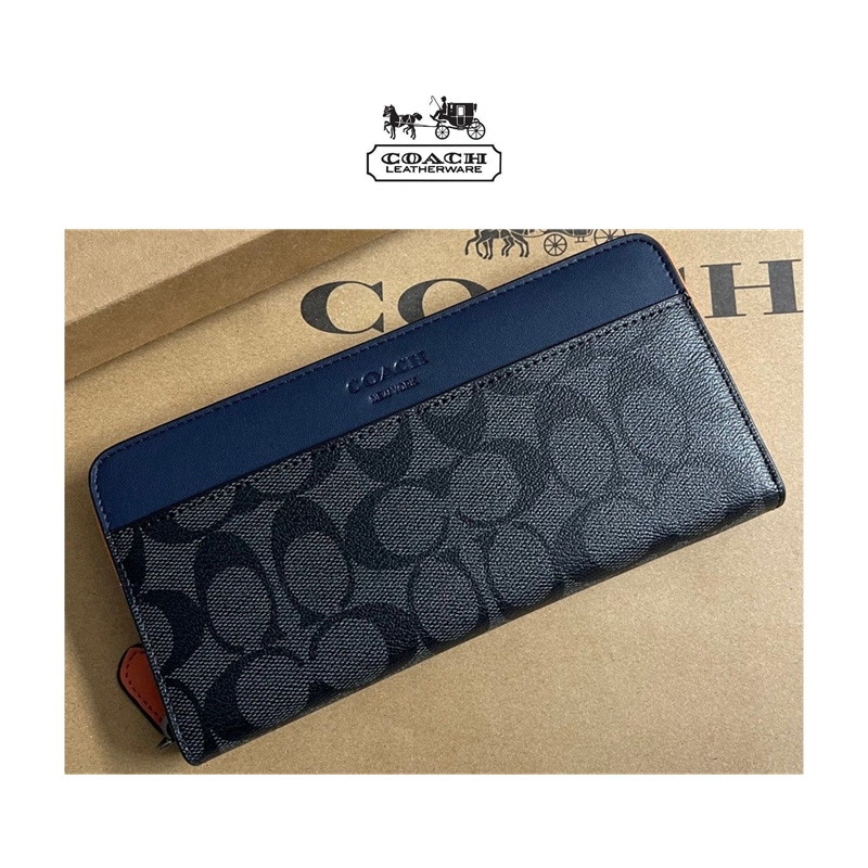即納 財布 長財布 F78202 78202 QBLPA アコーディオン シグネチャー レディース メンズ チャコール ネイビー オレンジ アウトレット 品質保証