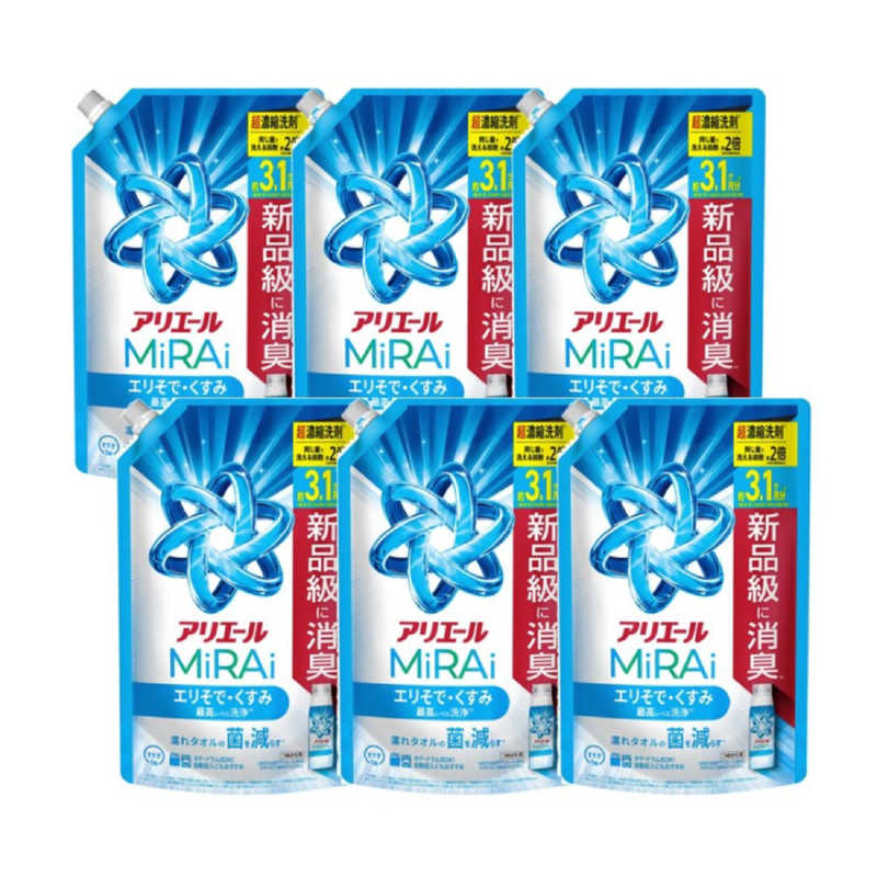 P＆G　(ケース販売) アリエール ミライ 超濃縮 つめかえ ウルトラジャンボサイズ 980g×6個