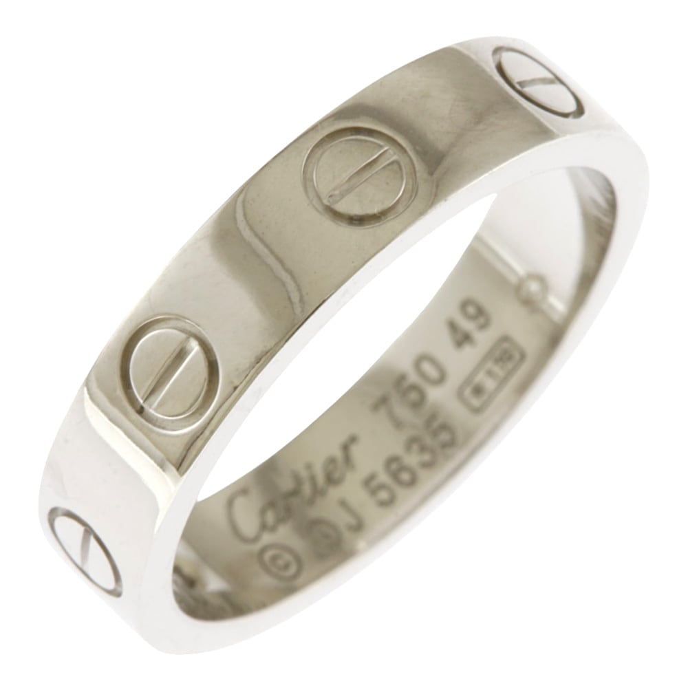 カルティエ ミニラブ ダイヤモンド1P リング 指輪 9号 18金 K18ホワイトゴールド ダイヤモンド CARTIER 中古 美品