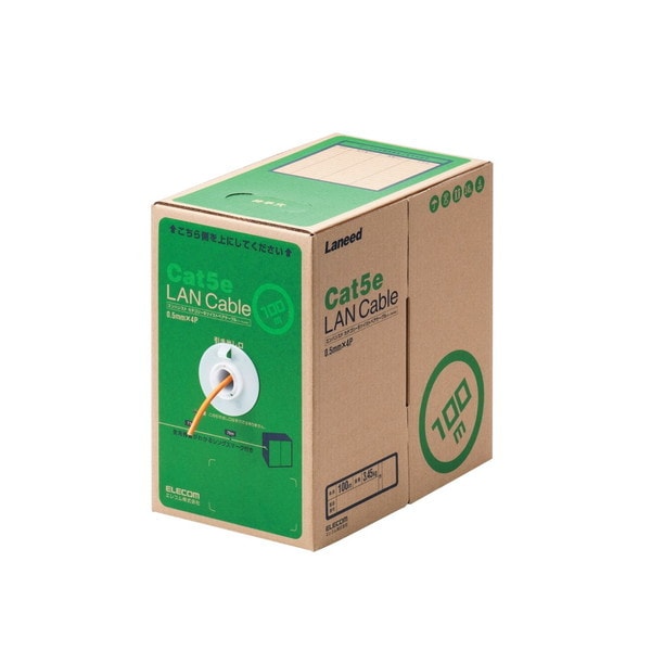 LD-CT2/DR100/RS RoHS対応LANケーブル CAT5E 100m オレンジ 簡易パッケージ メーカー直送