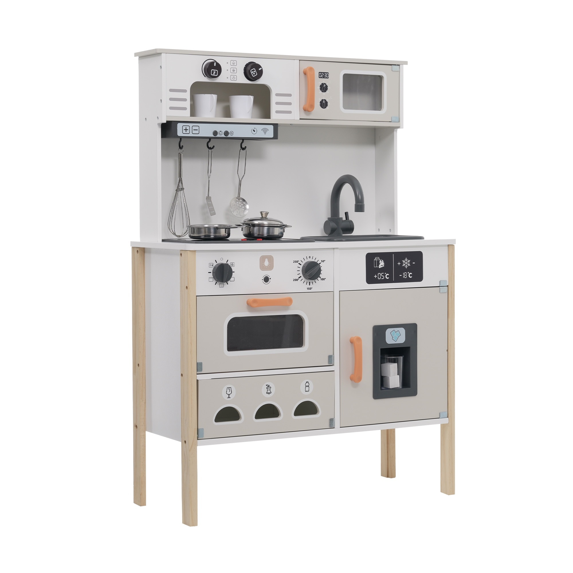 おままごと キッチン 本物みたいピザ付き 泡立て器 木製 コーヒーメーカー 台所 調理器具付き 知育玩具 コンロ 冷蔵庫 製氷機 電子レンジ 家事 おもちゃ キッズ ベビー 誕生日 プレゼント【ホワ 10,095円