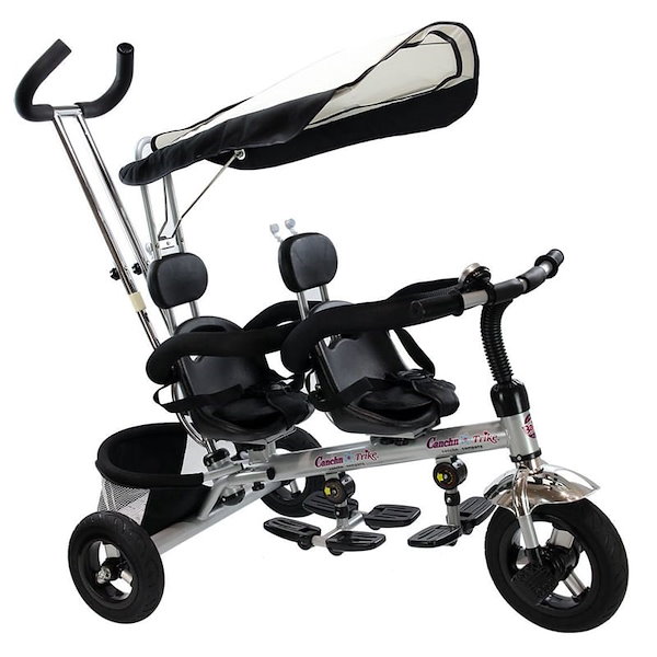 2人乗り 三輪車 双子用 シート可動 タンデム Costzon Kids Trike， 4 in 1 Twins Tricycle，  360Rotatable Seats， Steer Stroll