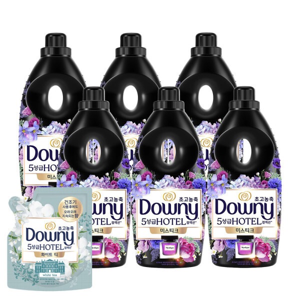 다우니 호텔컬렉션 섬유유연제 미스티크 1L 6개 +다우니 화이트티 200mL