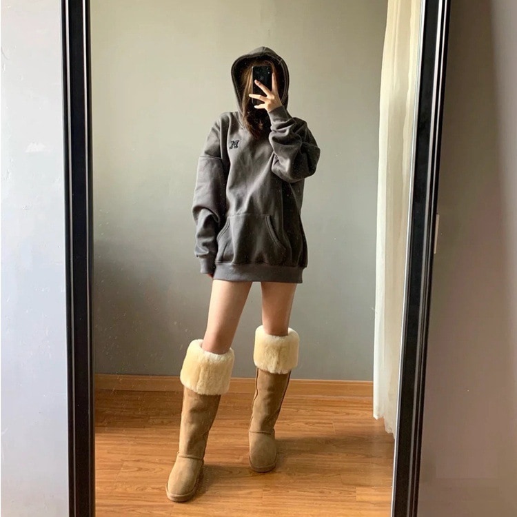 オーダーツーウェアスノーブーツ2025新しいスタイルウール本物の毛皮スレディース冬綿靴