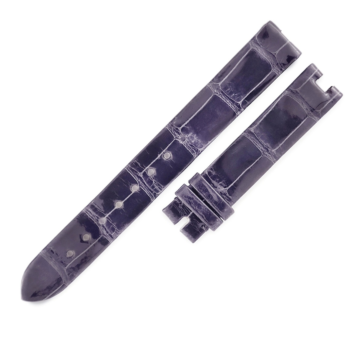 ブレゲ BREGUET 腕時計パーツ 純正 クイーンオブネイプルズ クロコダイル パープル 未使用 純正 クロコ ベルト ストラップ 艶有り シャイニー 14mm パープル 紫 【中古】