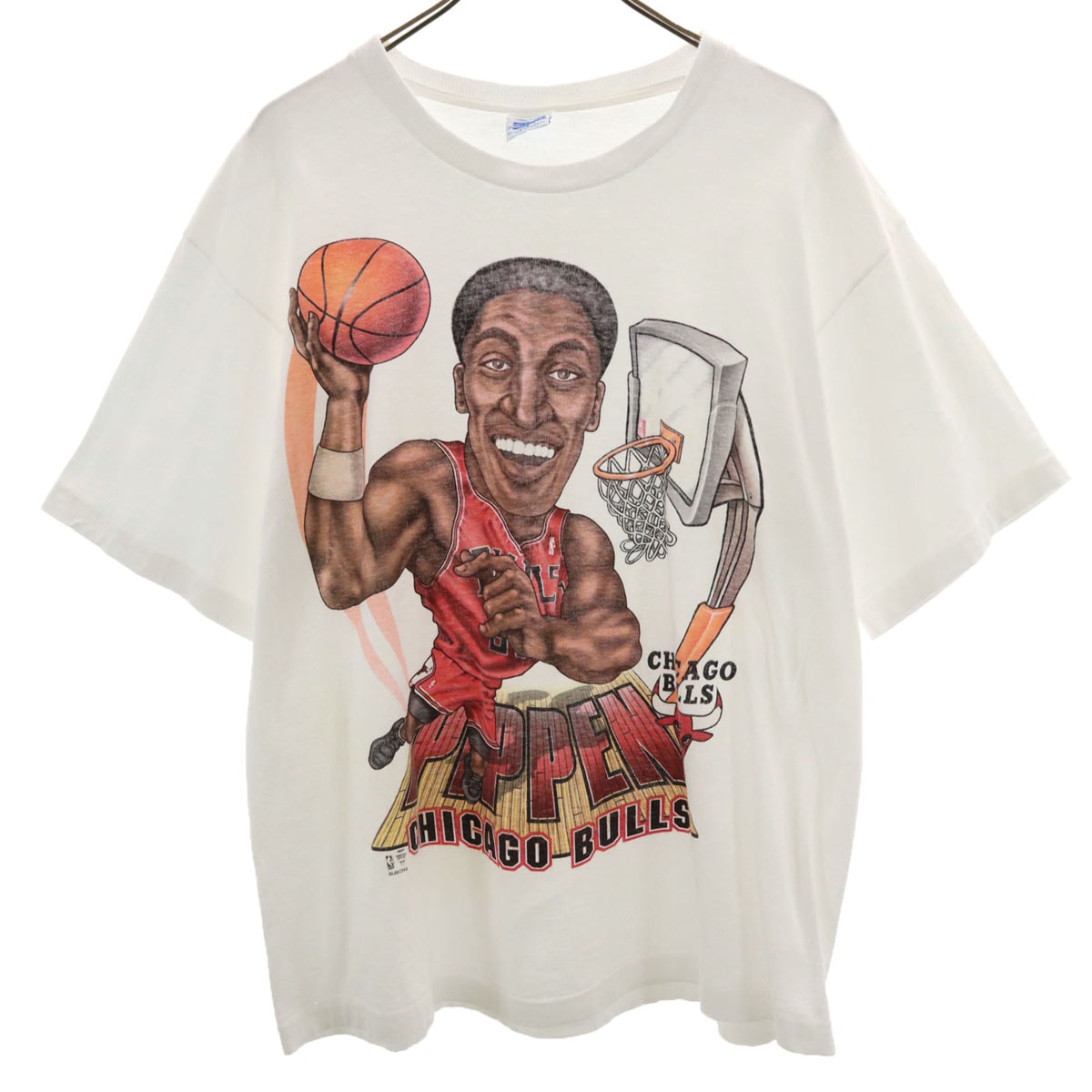 SALEM セーラム 90s USA製 オールド NBA シカゴ・ブルズ スコッティ・ピッペン 半袖 Tシャツ L ホワイト CHICAGO BULLS シングルステッチ メンズ 古着