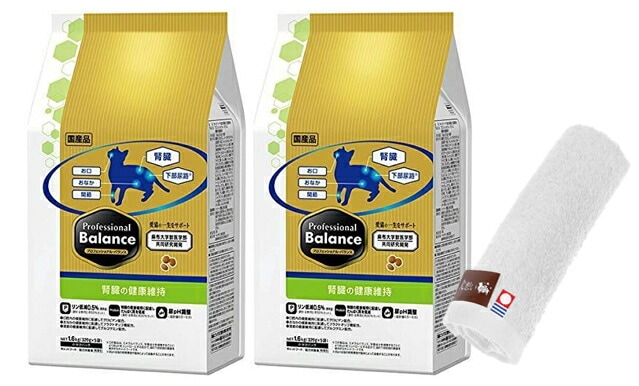 プロフェッショナル バランス腎臓の健康維持 1.6kg 2個セット【犬想いオリジナル今治ハンドタオルセット】【タオルカラー ホワイト】
