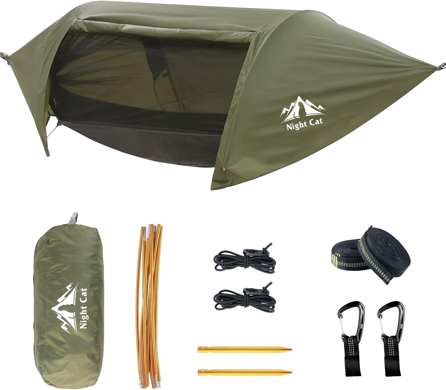 防水ハンモック テント 蚊帳付き フライシート付き キャンプ 軽量 簡単設営 虫対策 通気 耐水圧PU4000mm 1 2人用 耐荷重200kg 多機能 アウトドア ハイキング 庭 レジャー